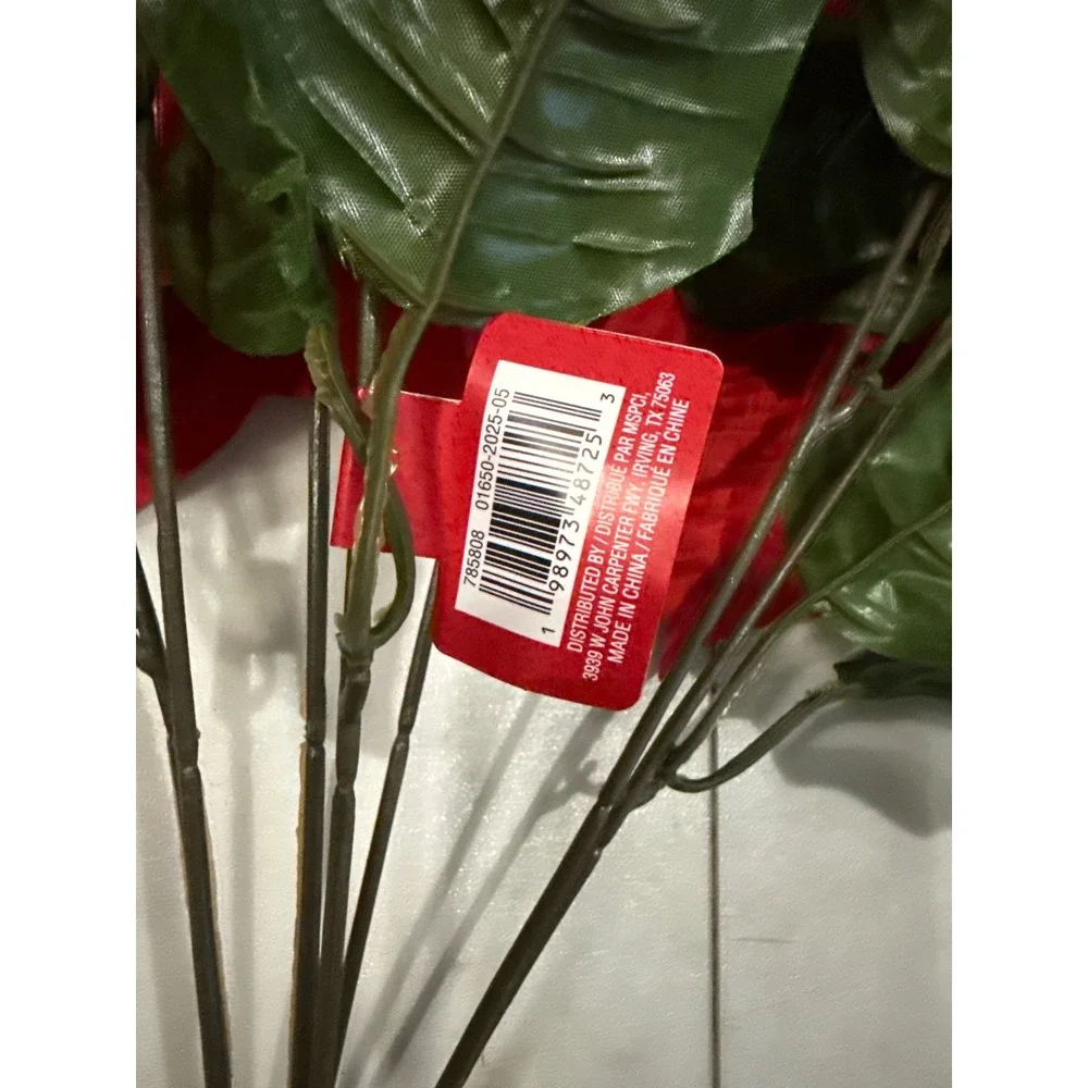 Ashland Christmas Noel Deluxe Bush Red Poinsettia Artificial Floral Stem 785808